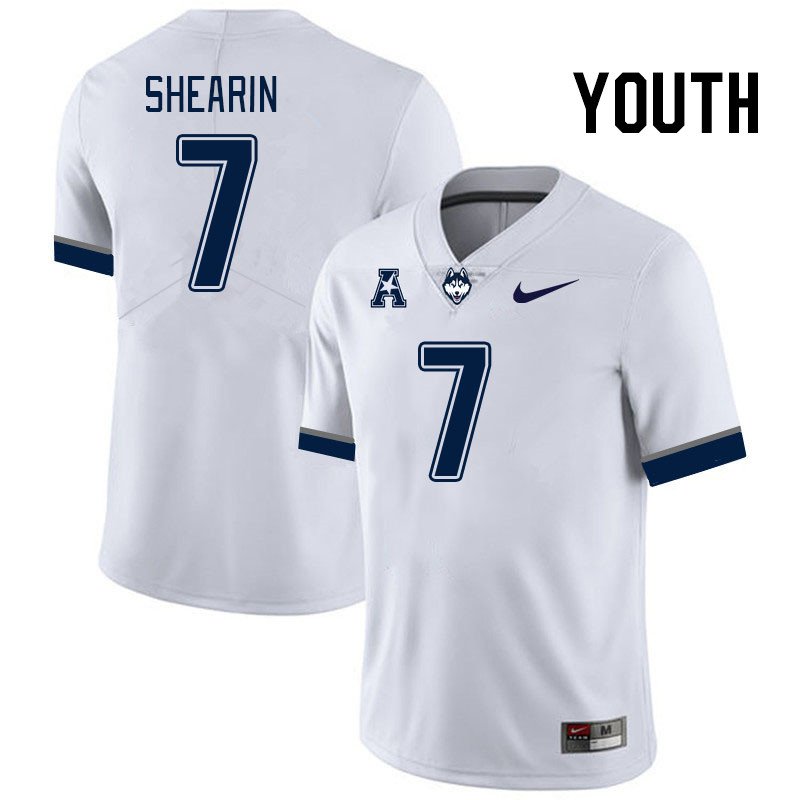 Youth #7 Chris Shearin Connecticut Huskies College Football Jerseys Stitched Sale-White - Click Image to Close